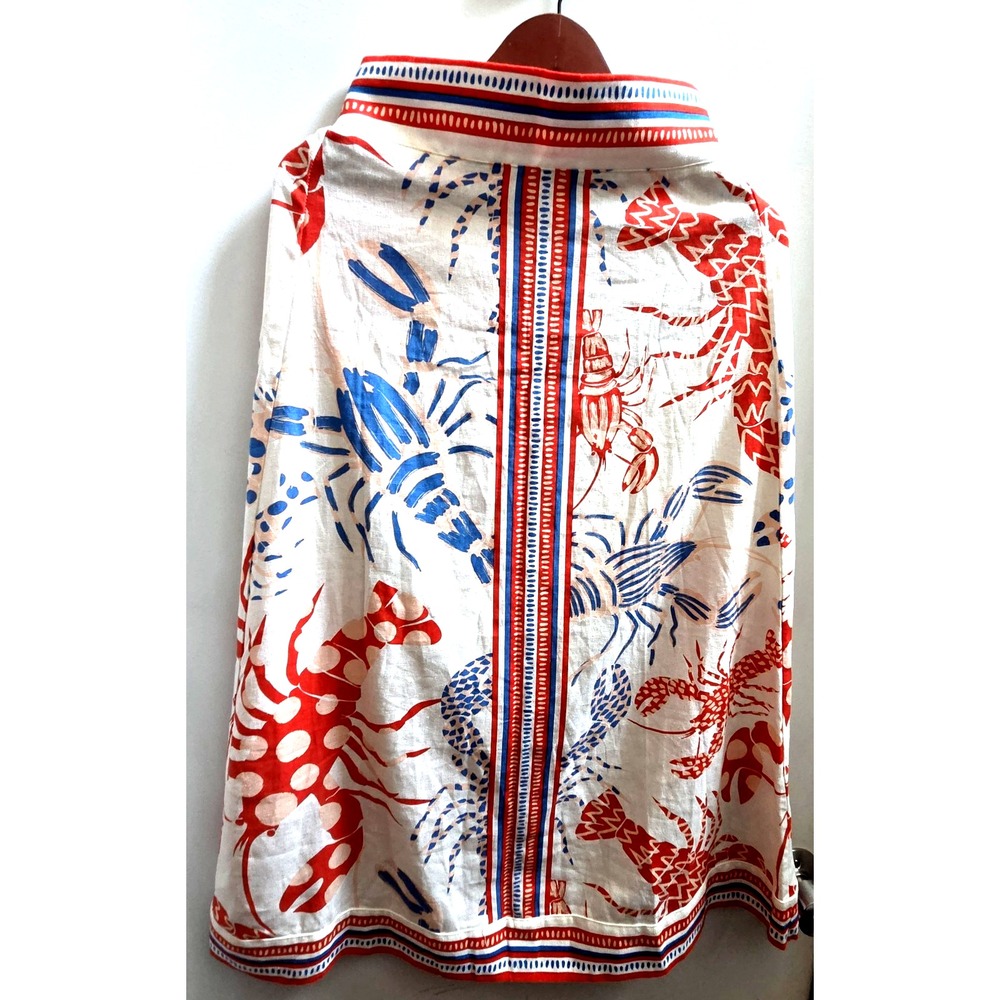 Rachel Zoe Lobster Skirt XS Long FUN Red/Cream/Cobalt/Pink Banded & Striped - Picture 4 of 9